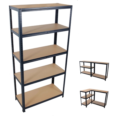 Heavy Duty Metal Rack, 5 Wooden Shelves