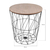 Side Table Wood / Metal with Storage Space Brown/Black