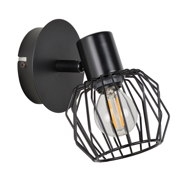 Μεταλλικό Spot Τοίχου 1L-E14 Arya, Μαύρο