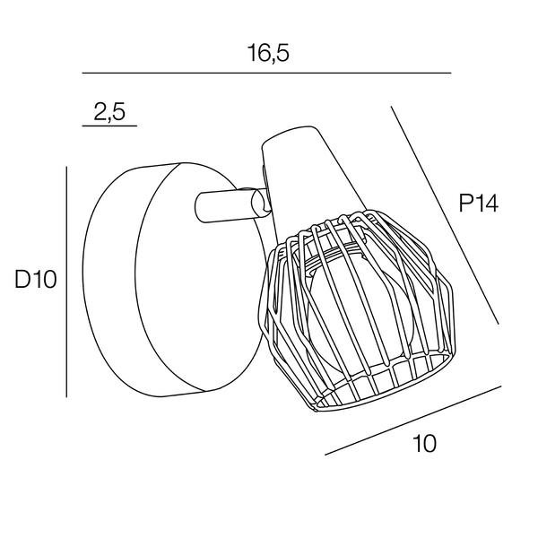 Μεταλλικό Spot Τοίχου 1L-E14 Tyron, Λευκό