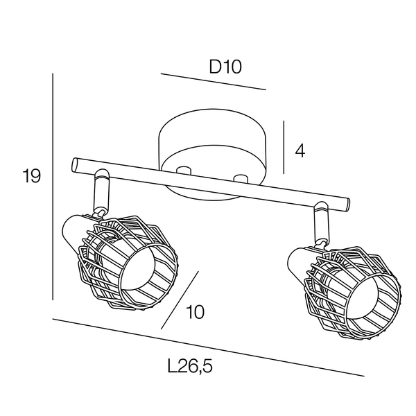 Μεταλλικό Φωτιστικό Oροφής Spot 2L-E14, Tyron Λευκό