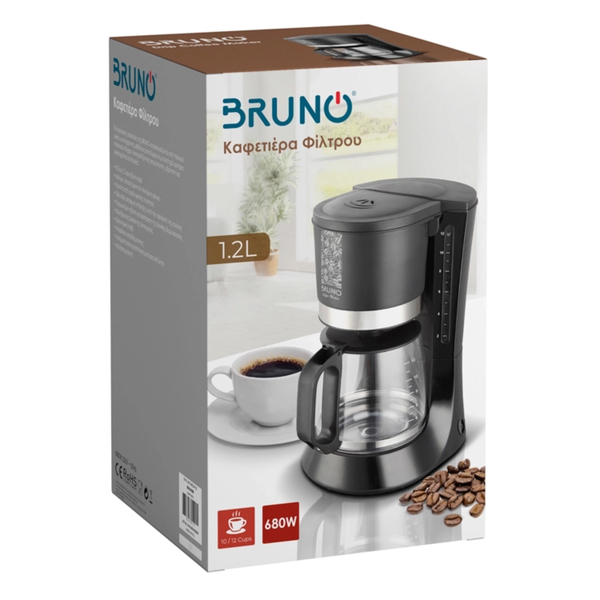 Bruno Filter coffee maker, 680W, 1.2L, black, BRN-0086