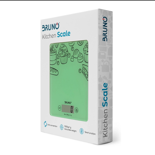 BRUNO Digital Kitchen Scale BRN-0059, max 5kg, Green