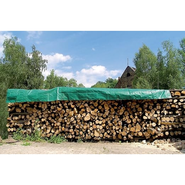 Tarpaulin Waterproof with Rings, 6x10m, 90gr/m2, Green