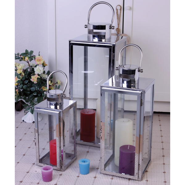 Stainless Steel Lantern with Glass Displays, Small