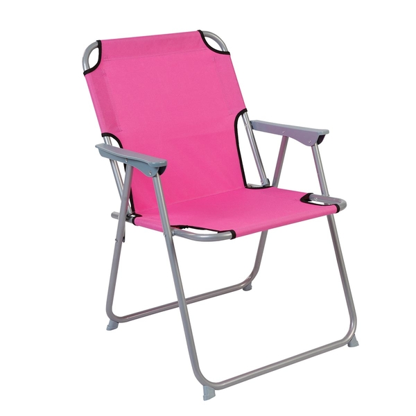 Καρέκλα Κήπου & Κάμπινγκ 57 x 54 x 75εκ. Μεταλλική με Ύφασμα Όξφορντ, Ροζ