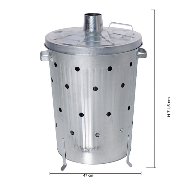 Metal bin for burning waste with holes 75L