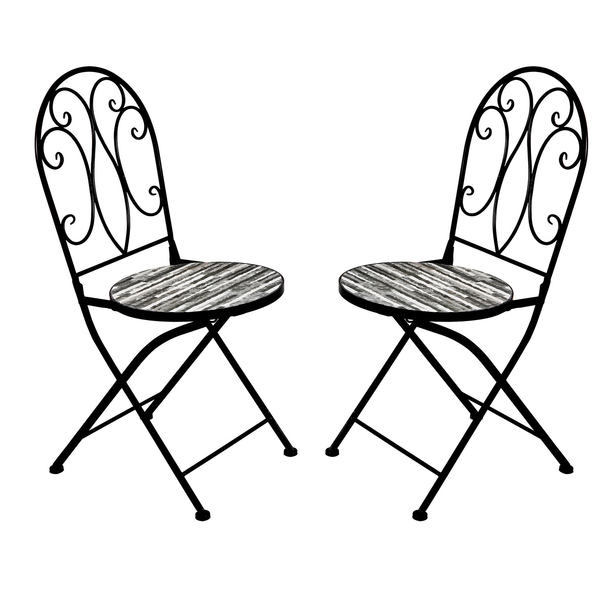 Σετ Μεταλλικό από 1 Τραπεζι + 2 Πτυσσόμενες Καρέκλες με Κεραμική Πέτρα