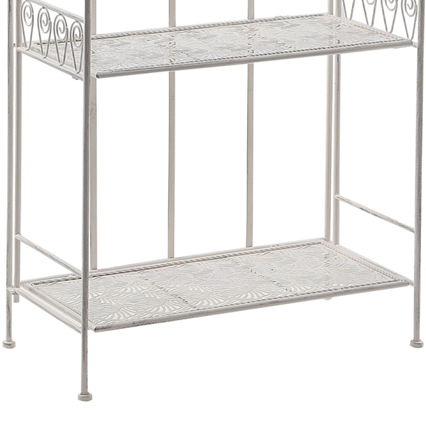 Antique Metal Shelf with 3 shelves, white