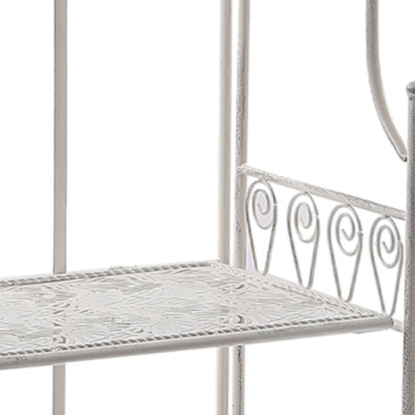 Antique Metal Shelf with 3 shelves, white