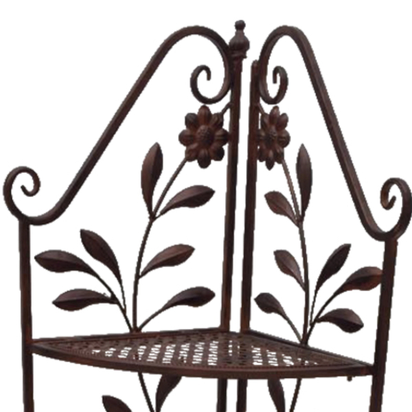 Elegant Corner Shelf with 3 Levels | Antique Brown