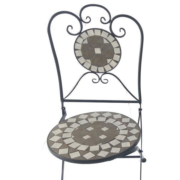 Σετ Μεταλλικό Τραπέζι + Πτυσσόμενες Καρέκλες Διακόσμηση Bistro Μωσαϊκού