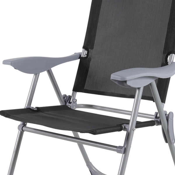 Πολυθρόνα Πτυσσόμενη 5 θέσεων Αλουμινίου, Μαύρη