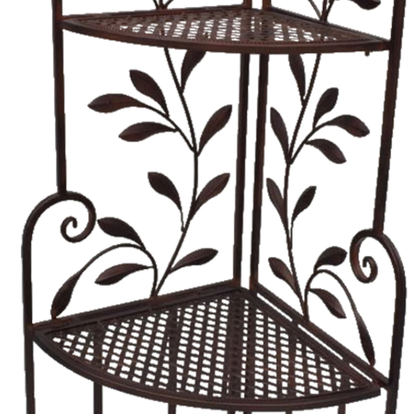 Elegant Corner Shelf with 3 Levels | Antique Brown