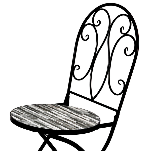 Σετ Μεταλλικό από 1 Τραπεζι + 2 Πτυσσόμενες Καρέκλες με Κεραμική Πέτρα