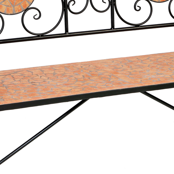 Πάγκος Κήπου με Κεραμικό Μωσαϊκό, Κόκκινο Τερακότα