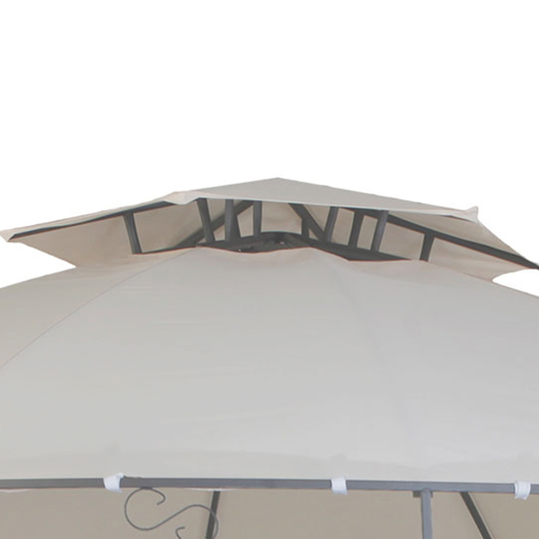 Beige Pavilion Round Gazebo with Curtains.