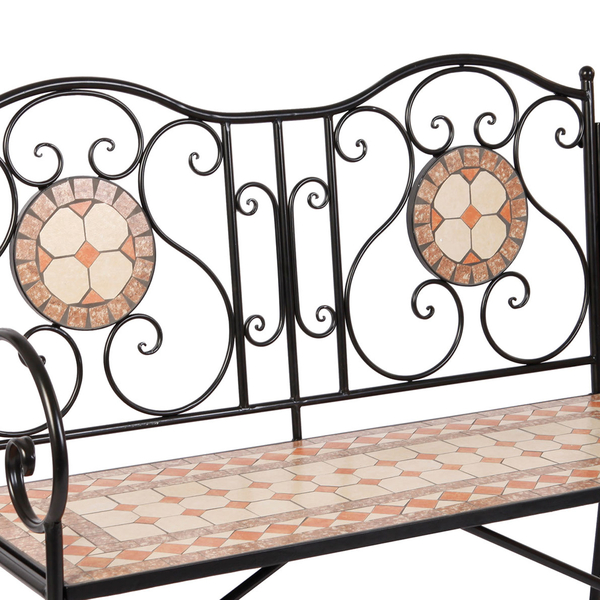 Παγκάκι Κήπου με Κεραμικό Mωσαϊκό, Πορτοκαλί