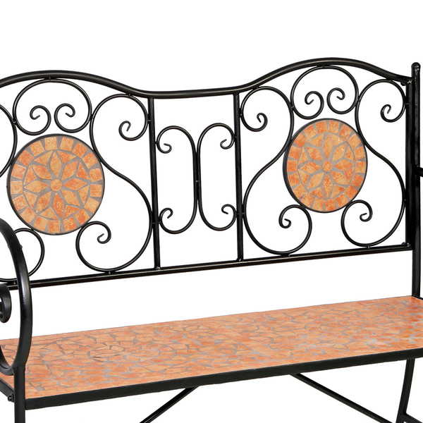 Πάγκος Κήπου με Κεραμικό Μωσαϊκό, Κόκκινο Τερακότα