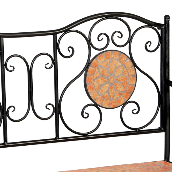 Πάγκος Κήπου με Κεραμικό Μωσαϊκό, Κόκκινο Τερακότα