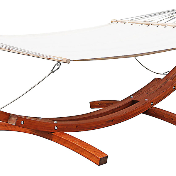 Αιώρα Διπλή Λευκή με Ξύλινη Βάση