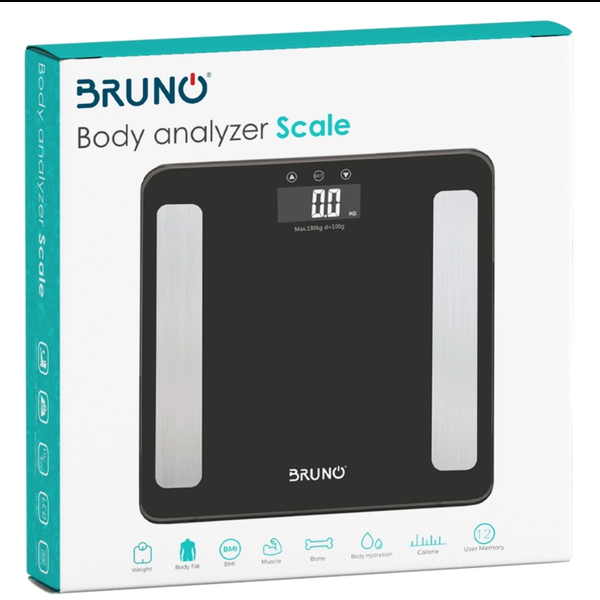 BRUNO Digital Scale with fat meter, max180kg, black, BRN-0056