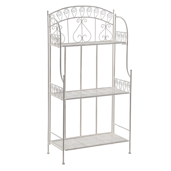 Antique Metal Shelf with 3 shelves, white