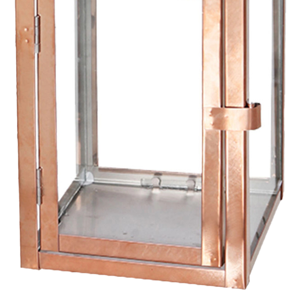 Stainless Steel Lantern with Glass Displays, Rose Gold, Small