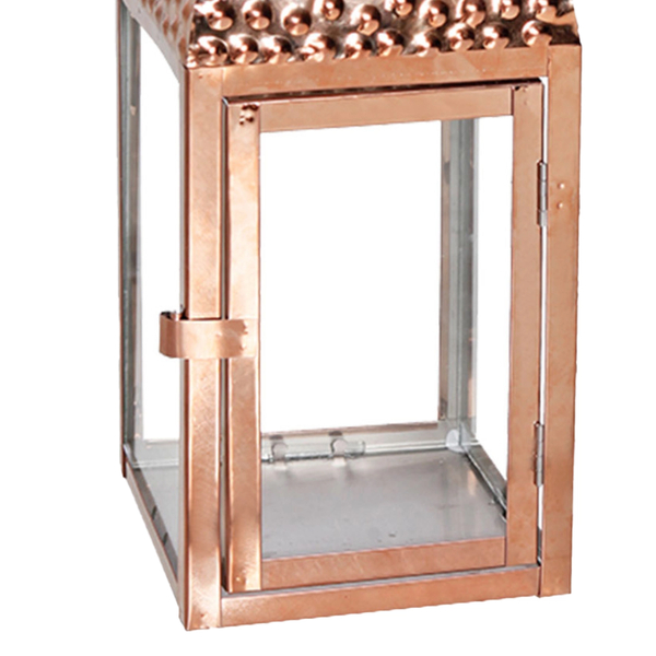 Stainless Steel Lantern with Glass Displays, Rose Gold, Large