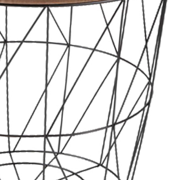 Side Table Wood / Metal with Storage Space Brown/Black