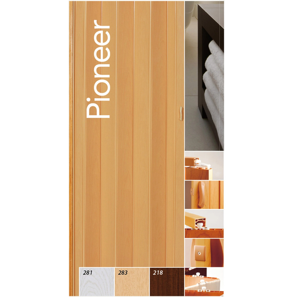 Πόρτα Πτυσσόμενη Πλαστική Pionner, 84 εκ. x 210 εκ., Λευκό Δρυς