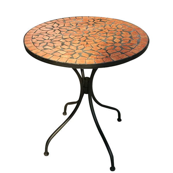Σετ Μεταλλικό 1 Τραπεζι + 2 Καρεκλες Τερακότα Μωσαϊκο, Στρογγυλά Μαξιλάρια