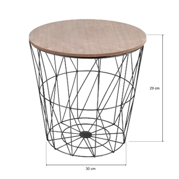 Side Table Wood / Metal with Storage Space Brown/Black
